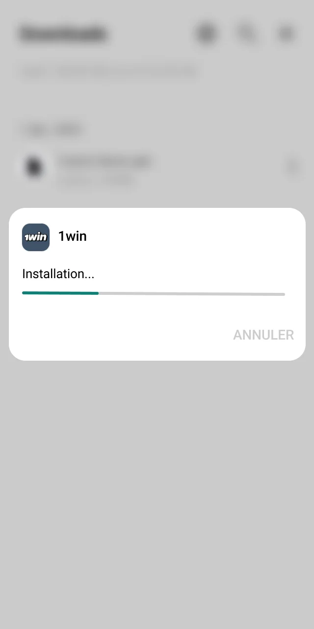 Terminez le téléchargement de l'application 1win en suivant les instructions.