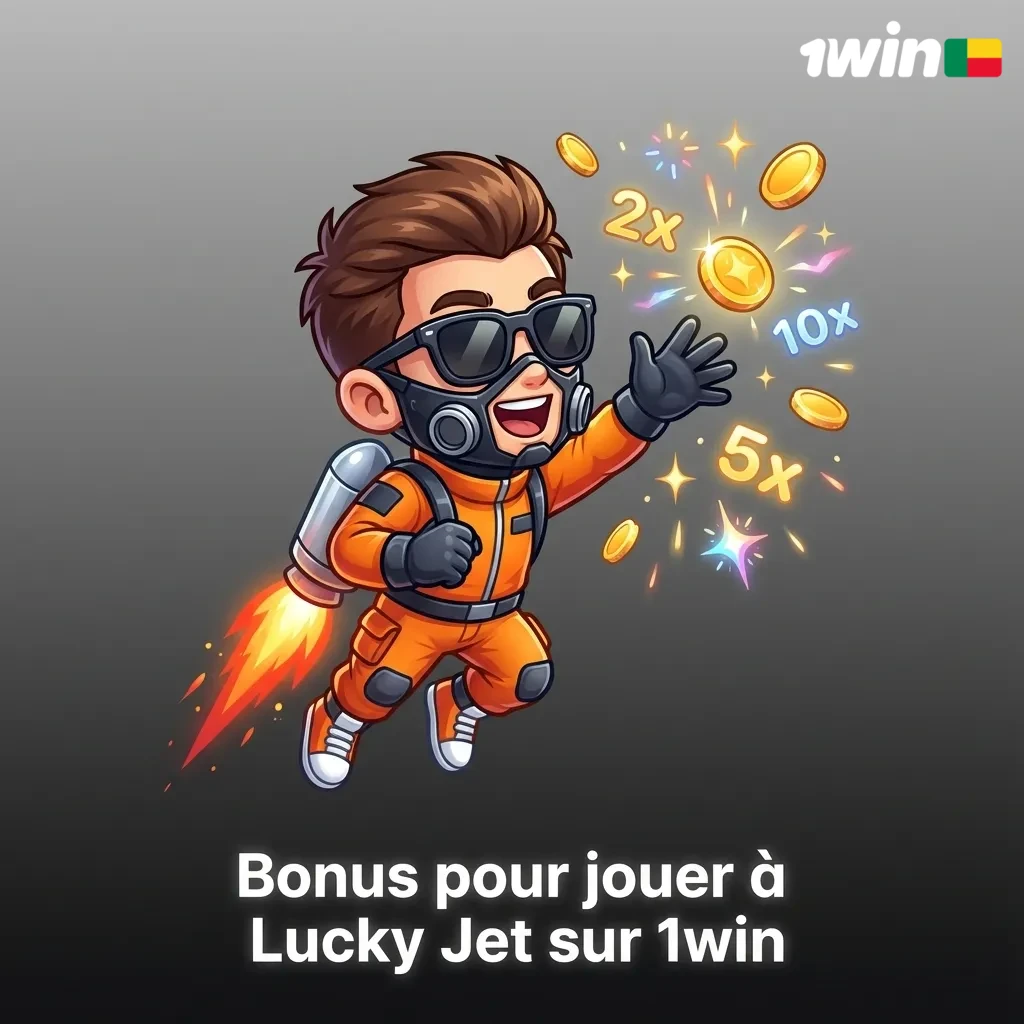 Bannière 1win Lucky Jet avec texte “Bonus 100 % jusqu’à 280 000 XOF” pour nouveaux joueurs béninois