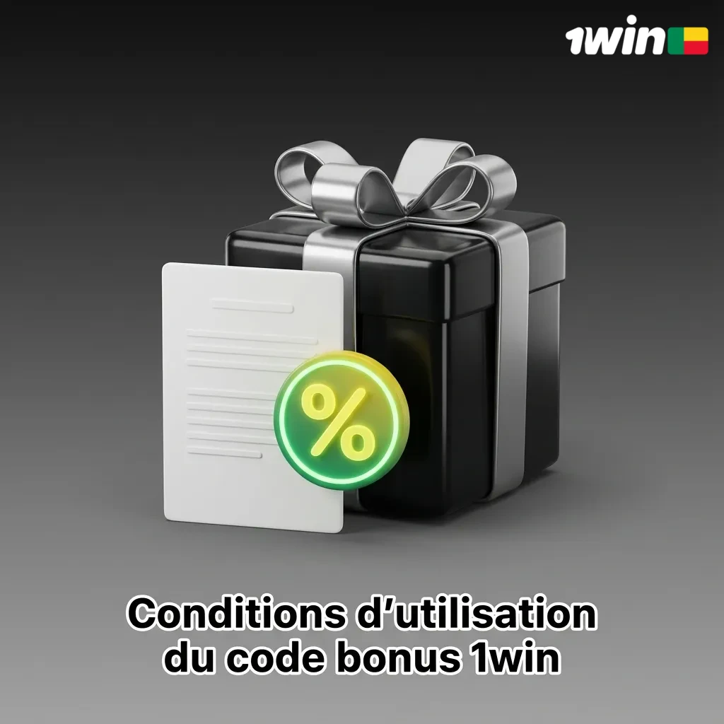 Infographie en français présentant les principales conditions d’utilisation du code bonus 1win pour nouveaux joueurs