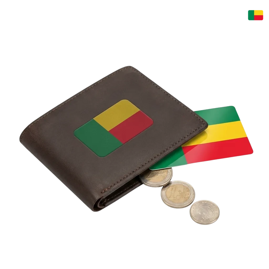 Interface 1win Bénin montrant dépôts en XOF via Wave, Moov, Orange, MTN Mobile Money et cryptos, bonus 100 % en surbrillance