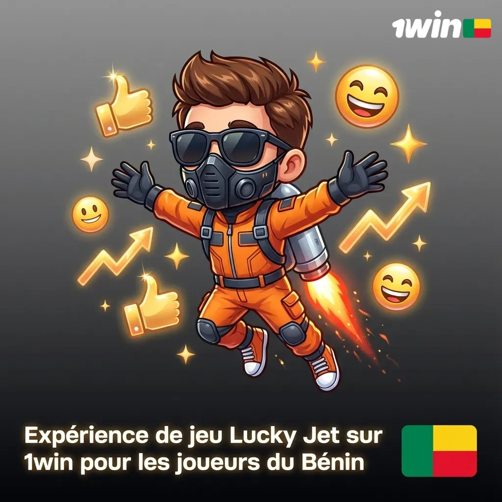 Interface Lucky Jet sur 1win avec personnage au jetpack, multiplicateur en temps réel et boutons d’encaissement sur écran.