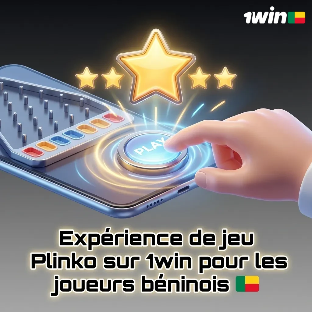 Interface du jeu Plinko sur 1win, bille en chute, multiplicateurs colorés et boutons de mise clairs sur écran