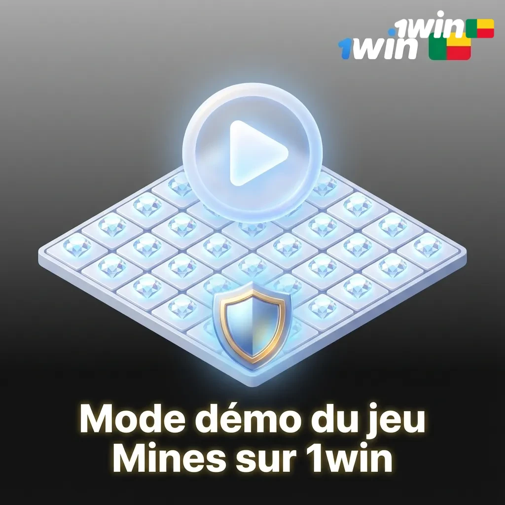 Interface du mode démo du jeu Mines sur 1win, avec grille, crédits virtuels et paramètres de mise ajustables