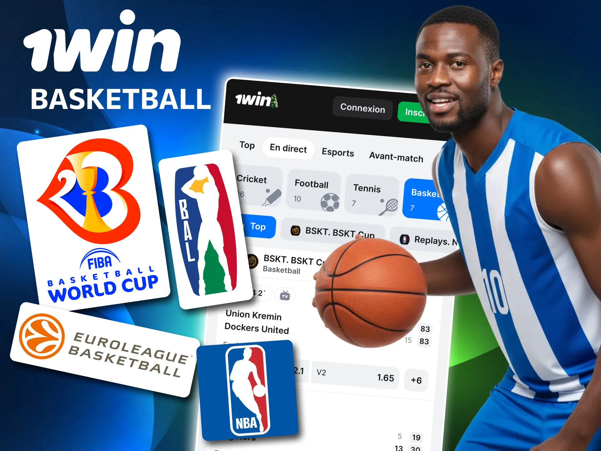 Paris simples et combinés disponibles sur 1win pour le basket.