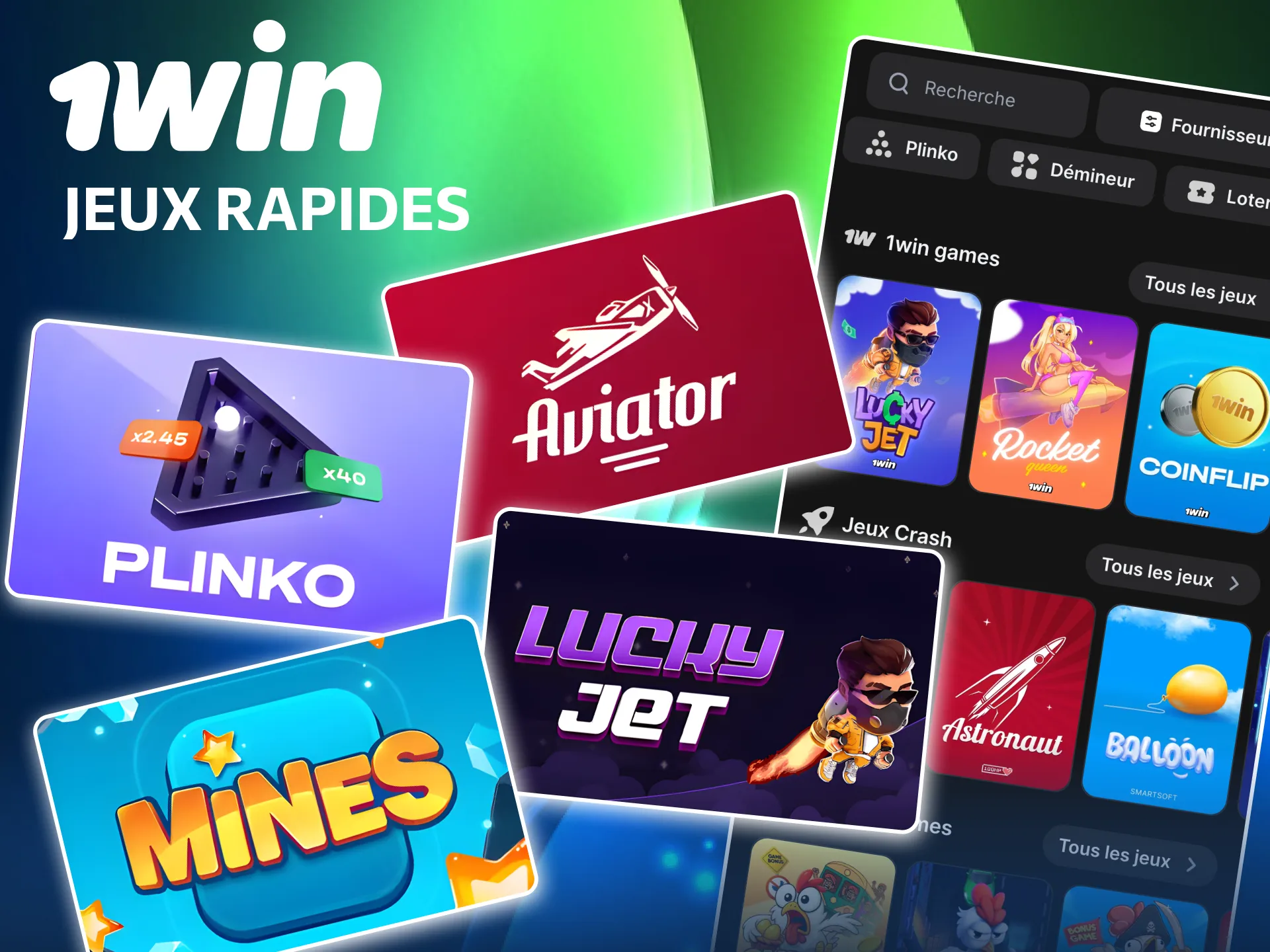 Jeux rapides simples mais lucratifs disponibles sur 1win.