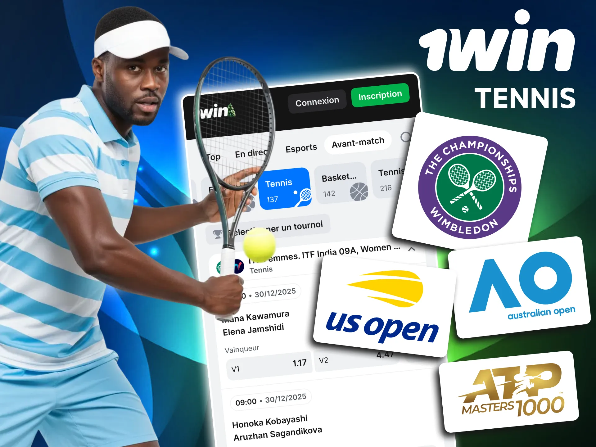 1win propose des paris sur Wimbledon et Roland-Garros.