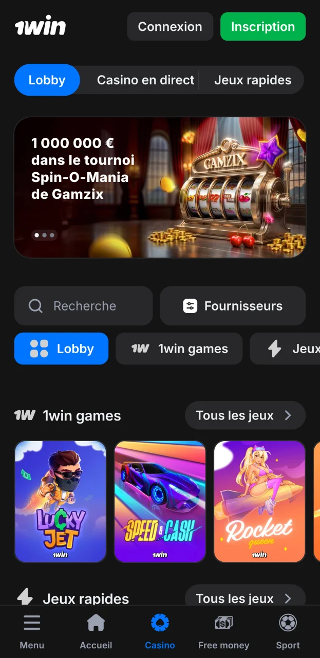 Explorez la section casino pratique du site officiel de 1win.