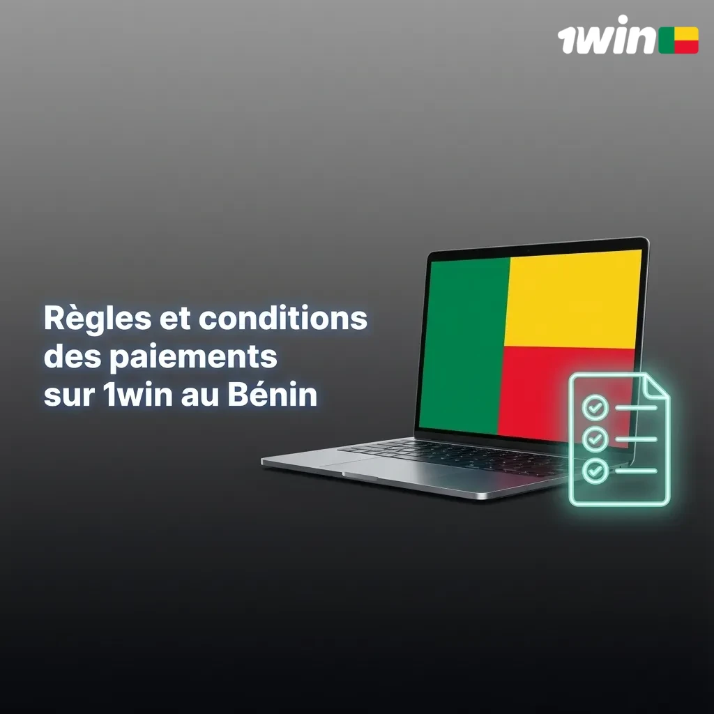 Infographie en français expliquant les règles de sécurité et de conformité des paiements sur 1win au Bénin