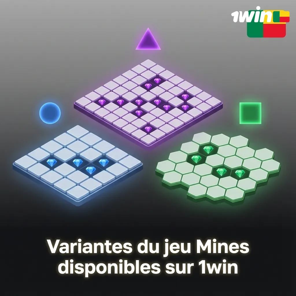 Capture d’écran du lobby 1win montrant plusieurs variantes du jeu Mines et jeux similaires comme Crash et Aviator.
