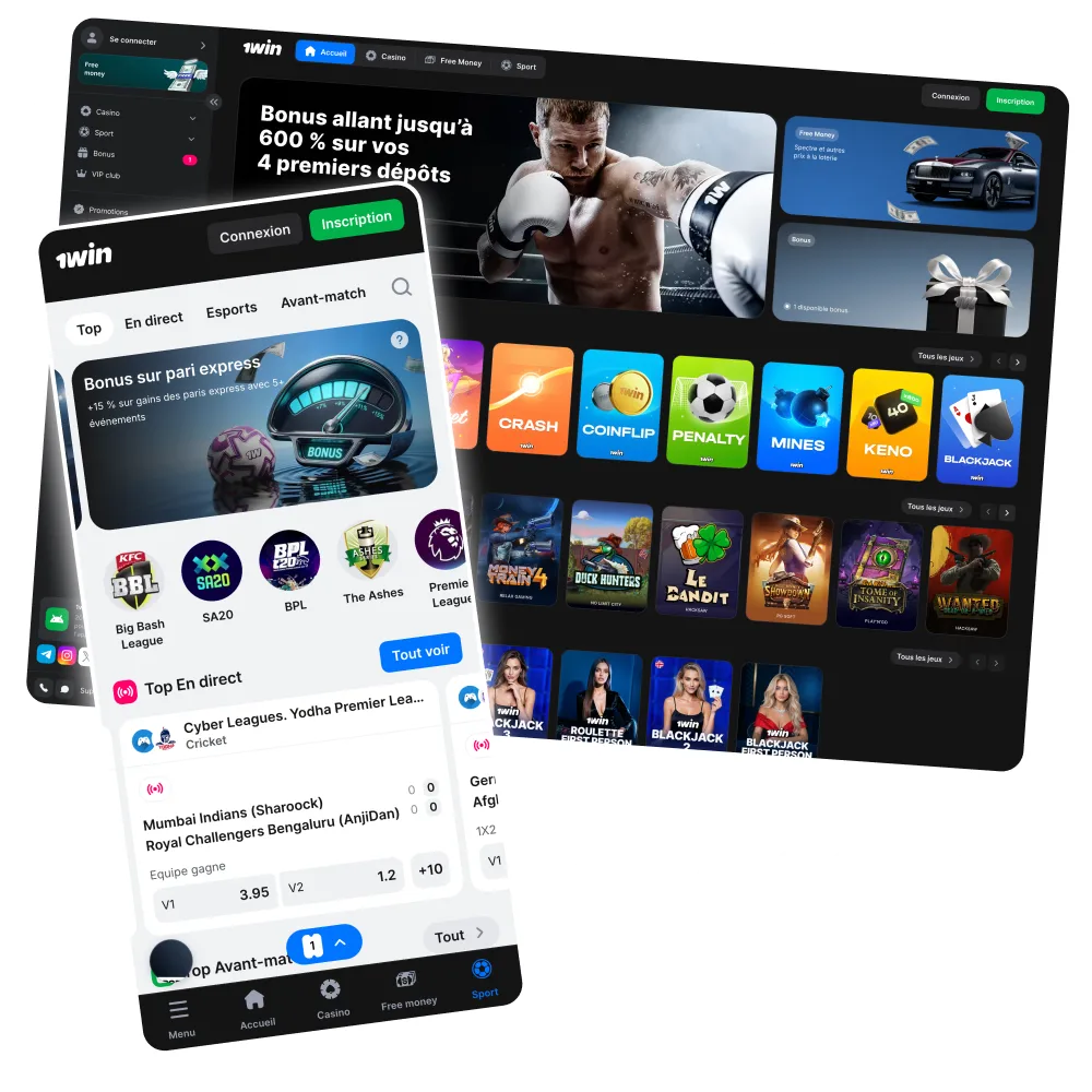 Plateforme 1win de paris et casino en ligne.