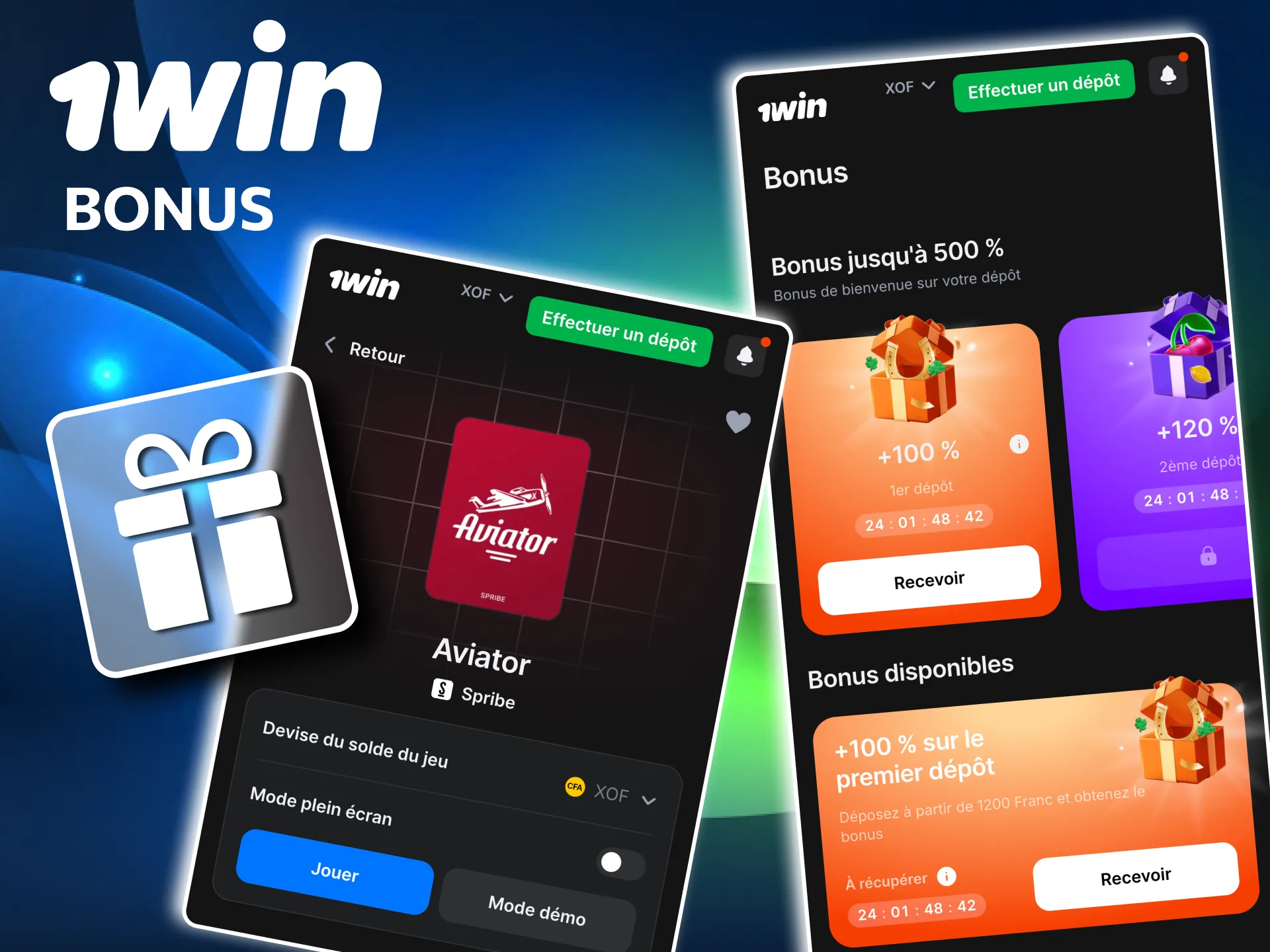 Bonus Aviator 1win de bienvenue pour joueurs béninois.