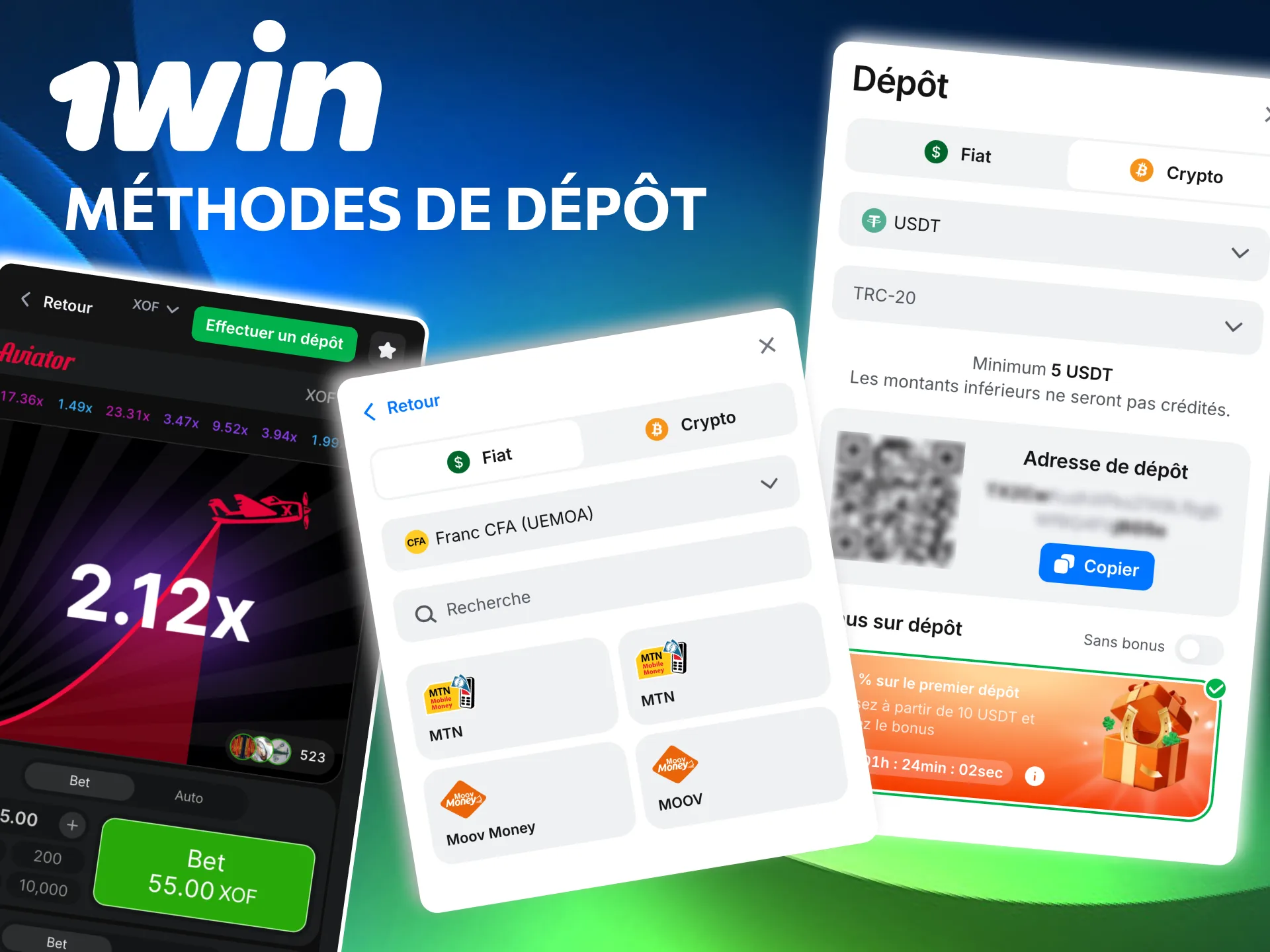 Méthodes de dépôt sécurisées pour Aviator sur 1win.
