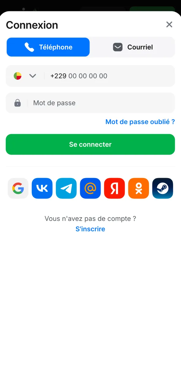 Connexion sécurisée à votre espace 1win.