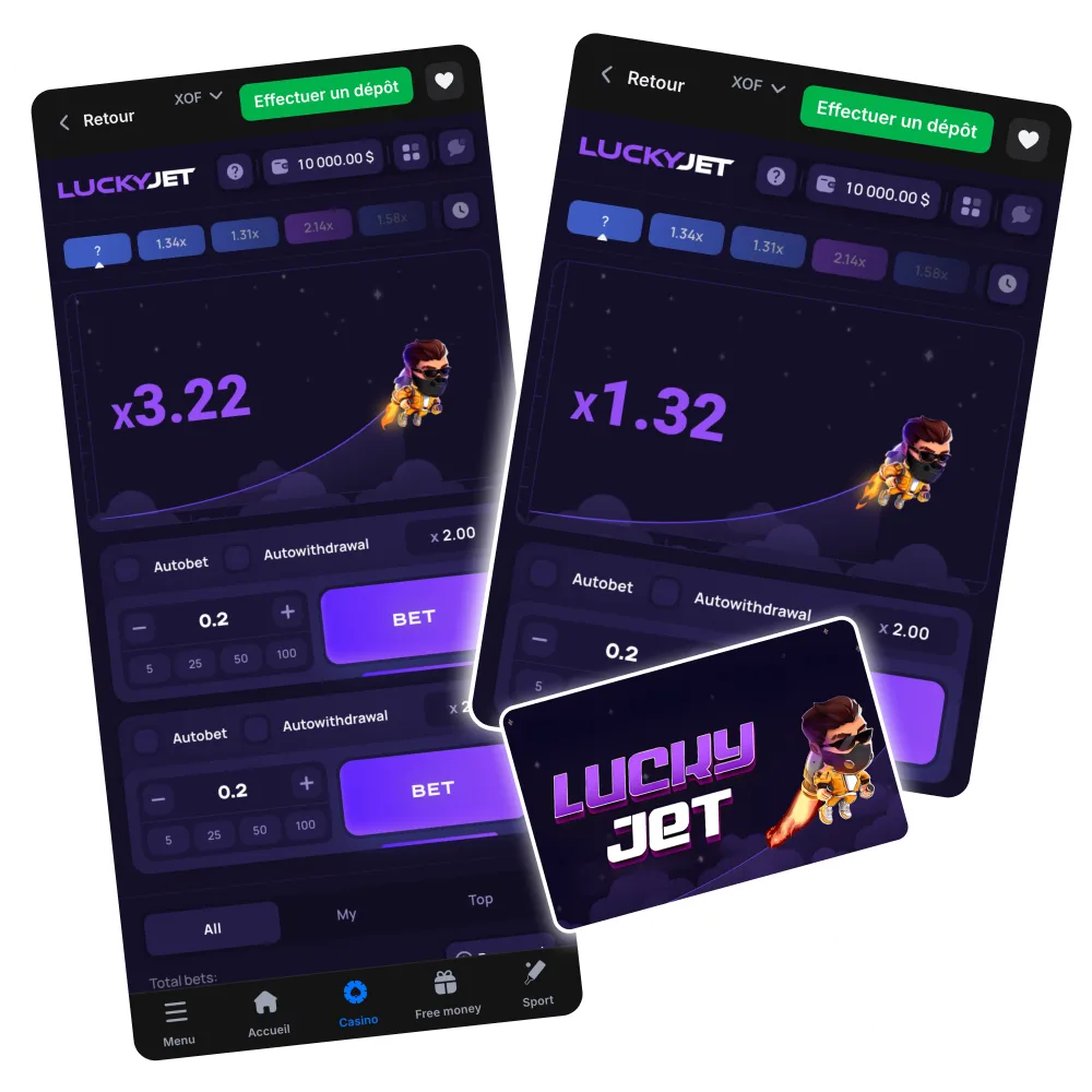 Lucky Jet 1win crash game dynamique au Bénin.