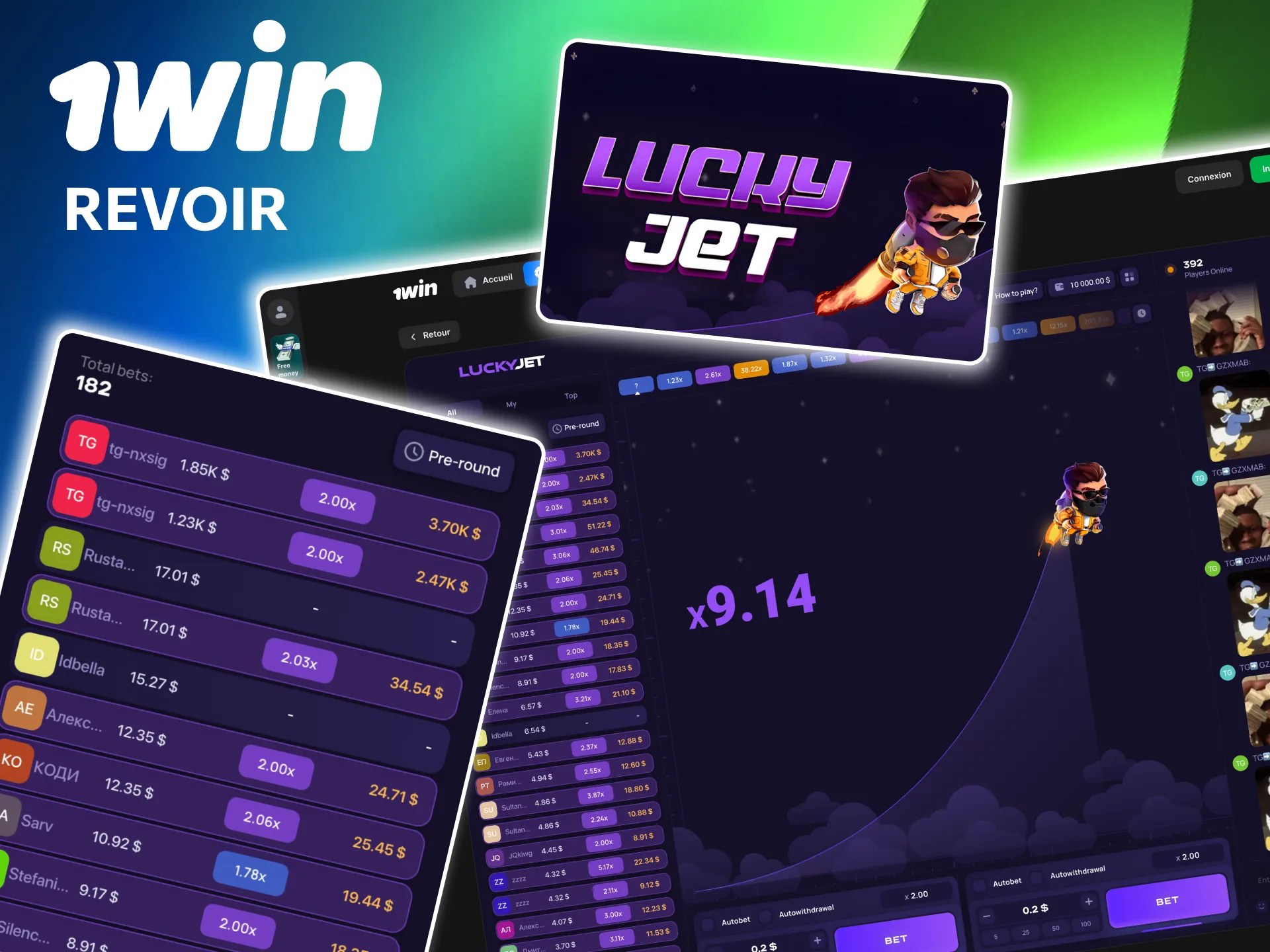 Adrénaline instantanée du crash game Lucky Jet 1win.