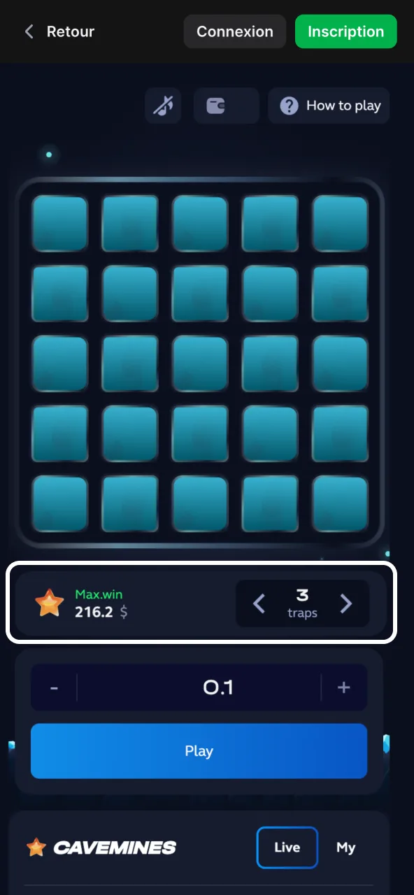 Ajustez difficulté Mines 1win pour vos gains.