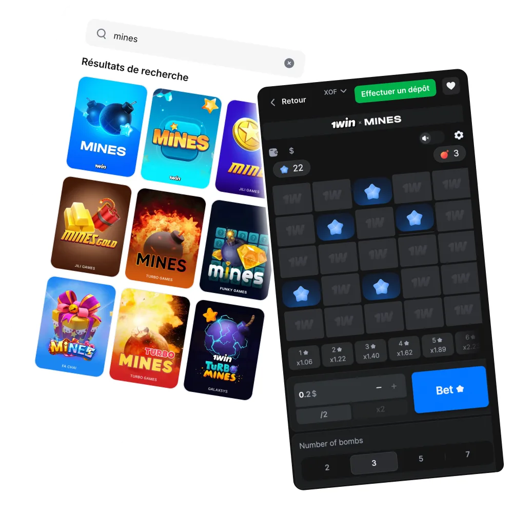Mines 1win jeu rapide et dynamique au Bénin.