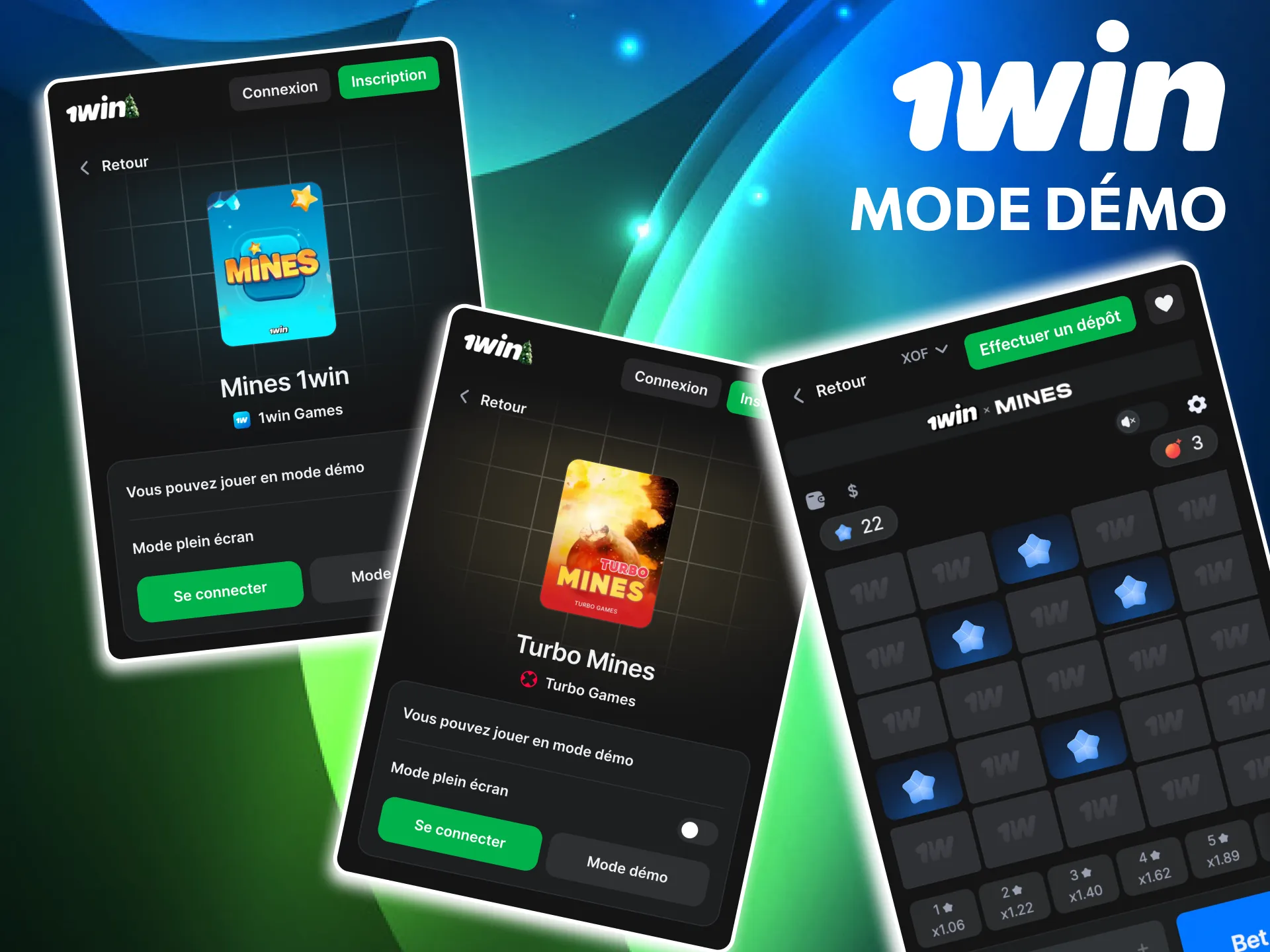 Testez règles et multiplicateurs sur Mines 1win démo.