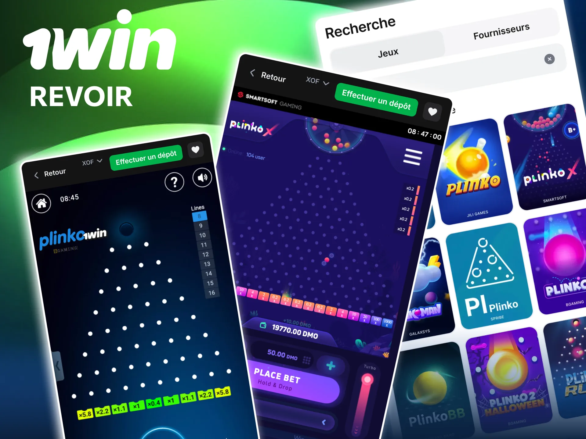 Plinko 1win, jeu casino populaire au Bénin.