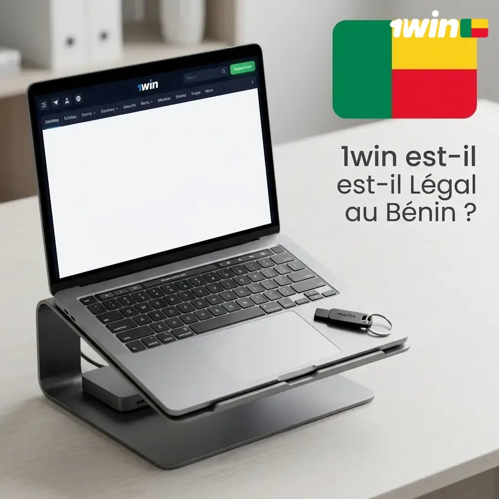 Logo 1win avec mention de légalité au Bénin et licence Curaçao eGaming numéro 8048/JAZ